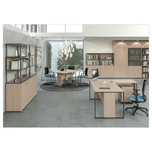 Bureau BELGRADE 160 x 80 ch&ecirc;ne pieds blanc mont&eacute; 