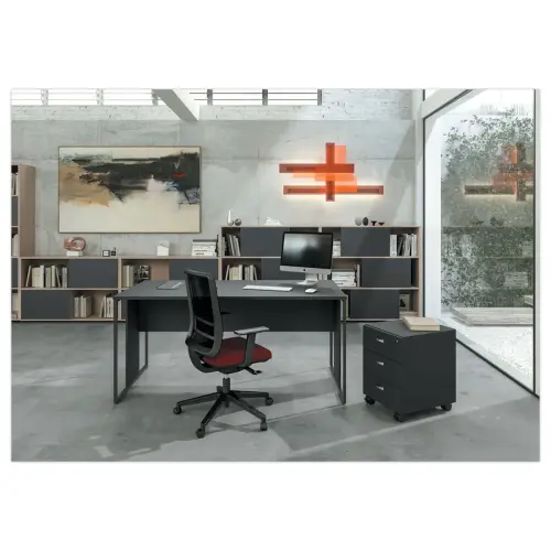 Bureau BELGRADE 160 x 80 ch&ecirc;ne pieds blanc mont&eacute; 