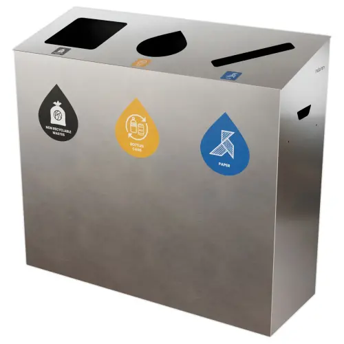 Poubelle 3 flux 60L 