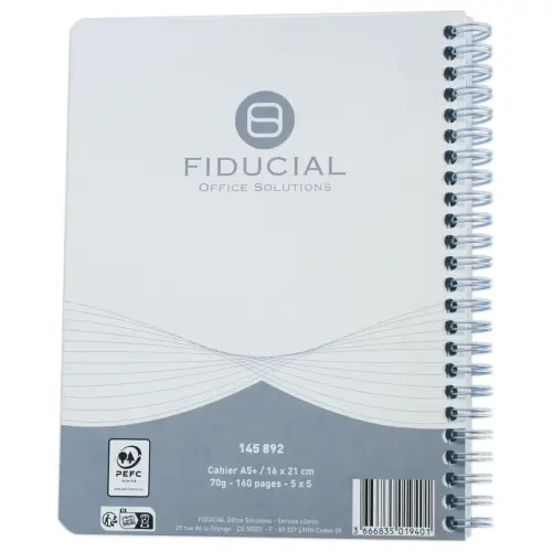 Cahier spirale 70g - A5+ 5x5 - 160 pages - FIDUCIAL