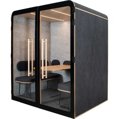 Cabine acoustique 4 places QUATTRO banquette - anthracite 