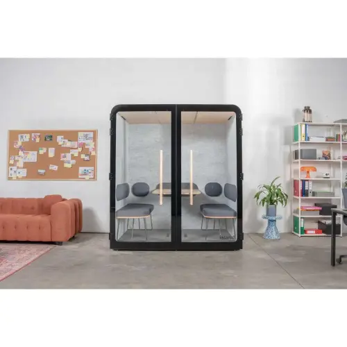 Cabine acoustique 4 places QUATTRO banquette - anthracite 
