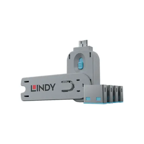 Cl&eacute; pour bloqueurs de port USB Type A - 4 verrous - Bleu - LINDY 