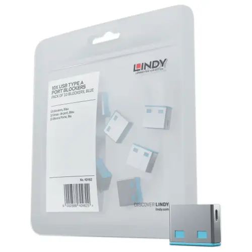 Bloqueurs de port USB Type A sans clé - Bleu - LINDY