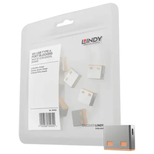 Bloqueurs de port USB Type A sans cl&eacute; - Orange - LINDY 