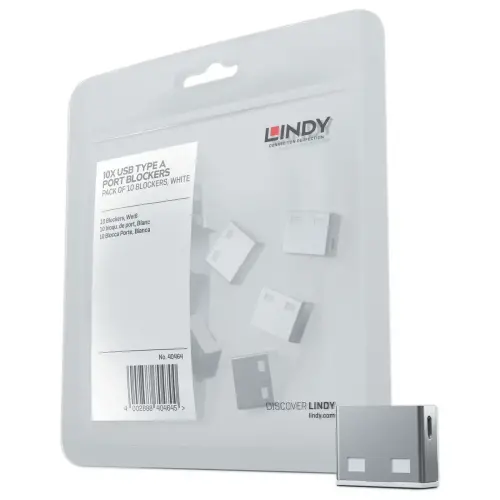 Bloqueurs de port USB Type A  sans cl&eacute; - Blanc - LINDY 