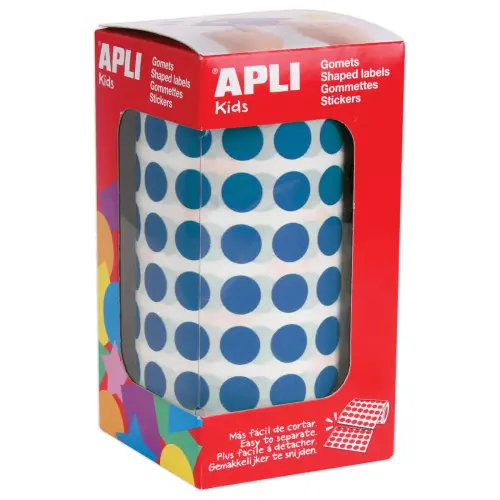 Rouleau de 5192 pastilles gommettes rondes - &Oslash; 10,5 mm - Bleu - Apli 