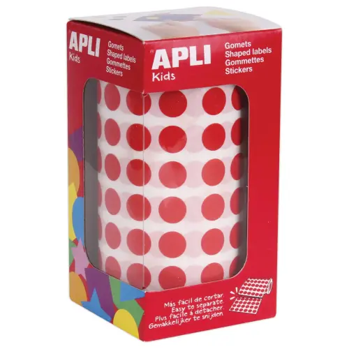 Rouleau de 5192 pastilles gommettes rondes - &Oslash; 10,5 mm - Rouge - Apli 