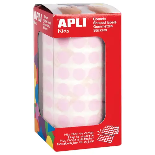 Rouleau de 5192 pastilles gommettes rondes - &Oslash; 10,5 mm - Rose clair - Apli 