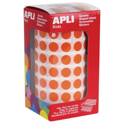 Rouleau de 5192 pastilles gommettes rondes - &Oslash; 10,5 mm - Orange - Apli 