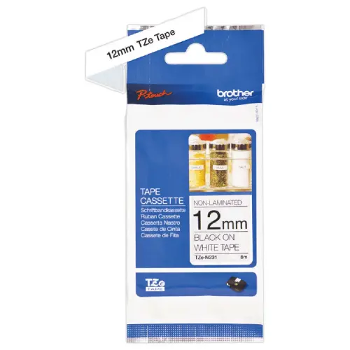 Brother ruban cassettes TZEN 231 noir / blanc 12 mm
