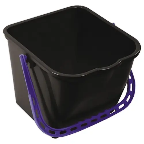 Seau 15 L noir avec anse bleue 