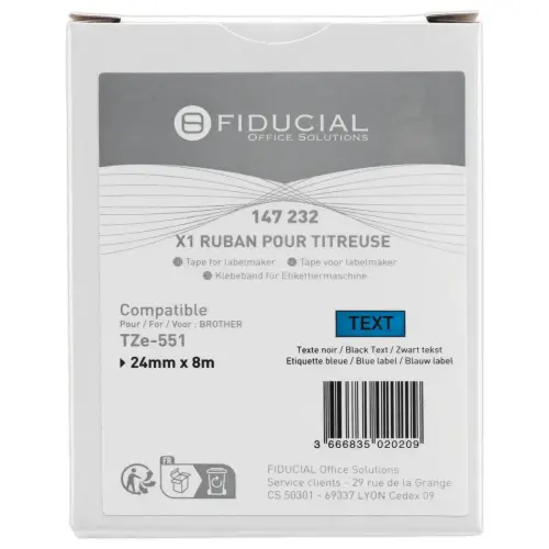 Ruban comp BROTHER TZE551 24mm - noir/bleu