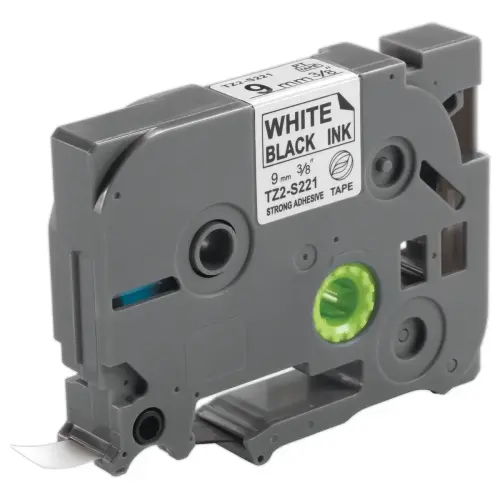 Ruban comp BROTHER TZE S221 cassette 9mm noir / blanc