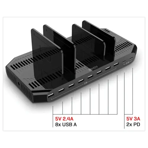 Station de Charge USB - 10 ports - 120W - LINDY 