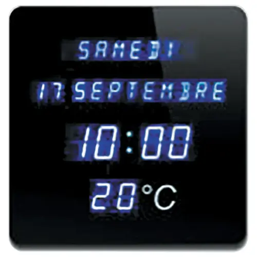 Horloge carr&eacute; LED bleu 