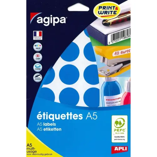 Pastilles gommettes de signalisation rondes - &Oslash;15 mm - Coloris assortis - APLI 