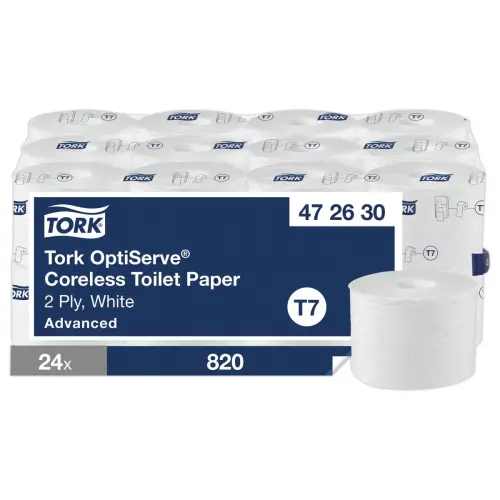 24 Rouleaux papier toilette T7 - Sans mandrin - Blanc - TORK