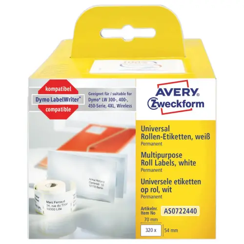 Rouleau d'étiquettes 54x70mm pour DYMOLabelWriter 450