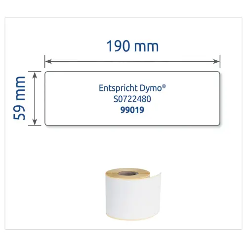 Rouleau de 110 &eacute;tiquettes blanches 190x59 mm pour DYMO LW450 