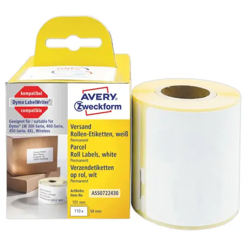 Rouleau de 100 étiquettes blanches 101x54 mm pour DYMO LW 450