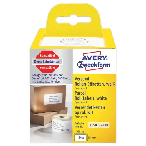 Rouleau de 100 étiquettes blanches 101x54 mm pour DYMO LW 450