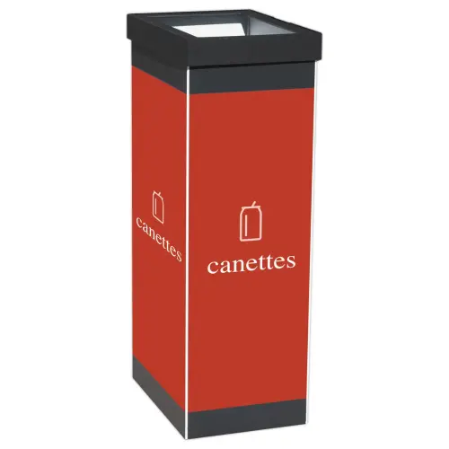Corbeille de tri sélectif "Canettes" PAPERFLOW 60L noir/rouge