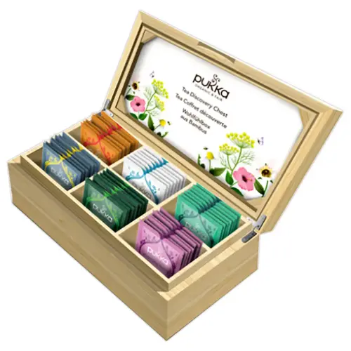 42 sachets infusion et th&eacute; PUKKA Coffret d&eacute;couverte en bambou 