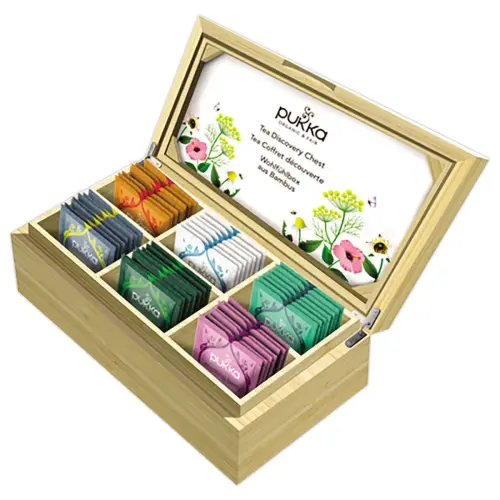 42 sachets infusion et th&eacute; PUKKA Coffret d&eacute;couverte en bambou 