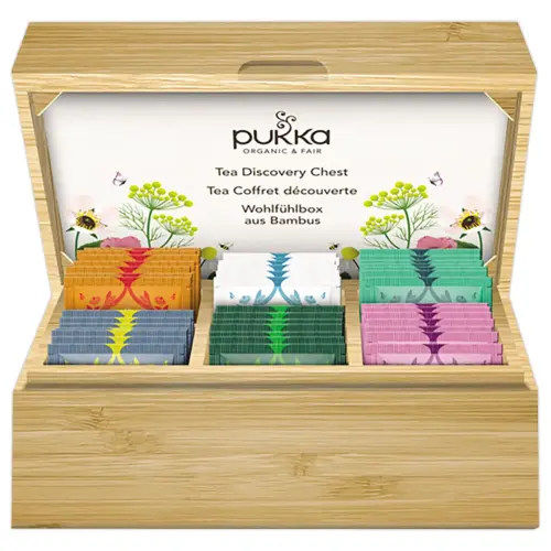 42 sachets infusion et th&eacute; PUKKA Coffret d&eacute;couverte en bambou 