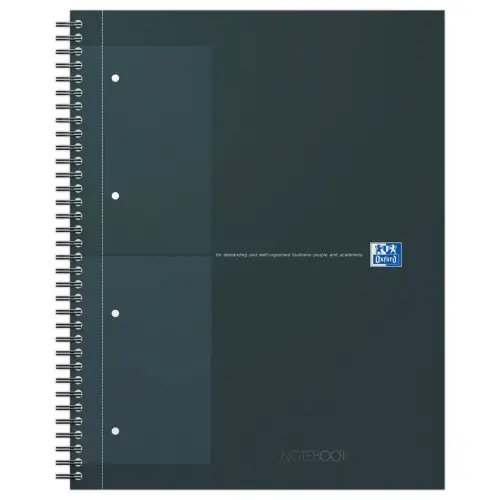 Cahier spirale Notebook A4+, 160p, 5x5, Oxford international Noir