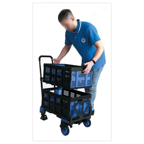 Chariot pliant double plateaux