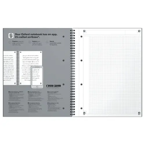 Cahier spirale Notebook A4+, 160p, 5x5, Oxford international Pétrole