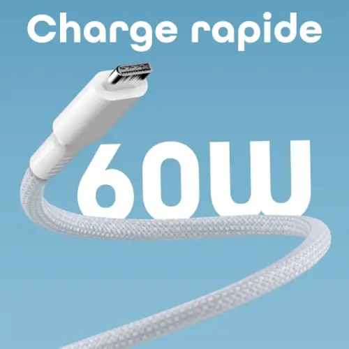 C&acirc;ble USB-C/USB-C magn&eacute;tique - Bleu et blanc - T'NB 
