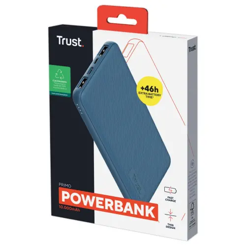Batterie externe Powerbank Trust PrimoEco 10.000 mAh - Bleu