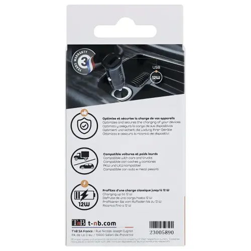 Chargeur allume-cigare 1 x USB-A