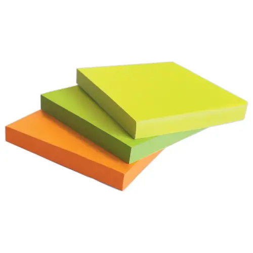Bloc notes adh&eacute;sives 75 x 75 mm jaune fluo 