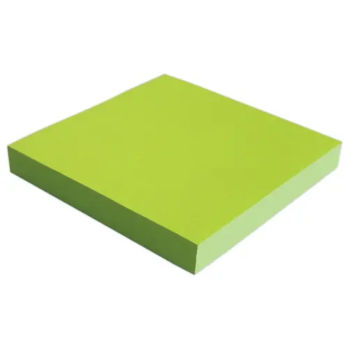 Bloc notes adh&eacute;sives 75 x 75 mm vert fluo 