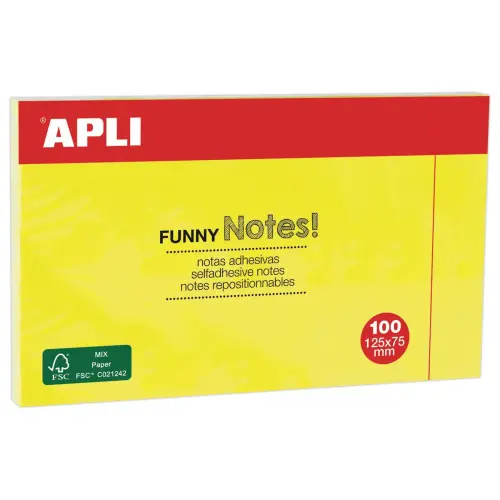 Bloc notes adhésives 125 x 75 mm jaunefluo