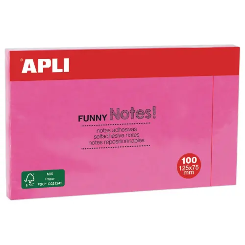 Bloc notes adhésives 125 x 75 mm rose fluo