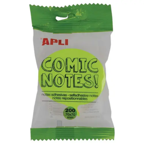 Bloc 200 notes adh&eacute;sives 70 x 70 mm "bulle" 4 couleurs assorties fluo 
