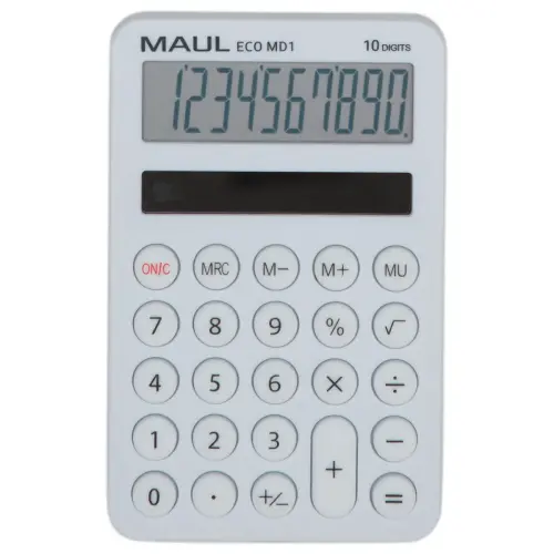 Calculatrice de poche ECO DESIGN MD1 - Solaire - 10 chiffres - Blanc - Maul