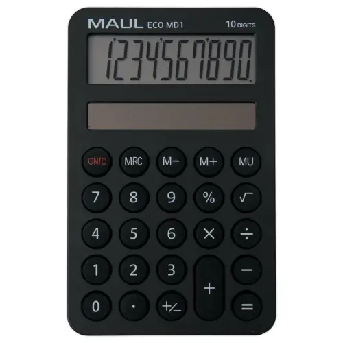 Calculatrice de poche ECO DESIGN MD1 - Solaire - 10 chiffres - Noir - Maul