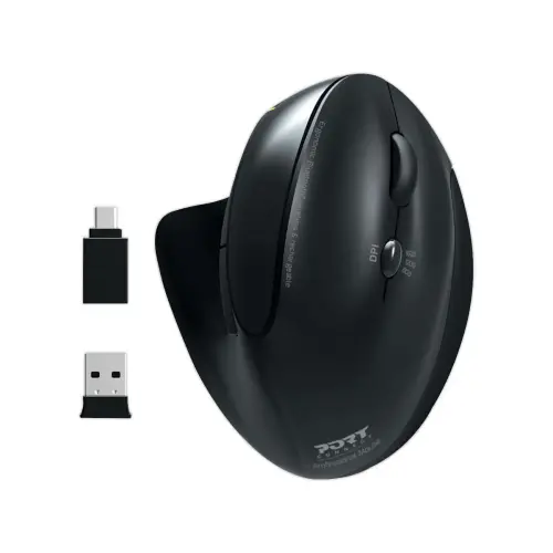 Souris sans fil ergonomique RECHARG ERGO Port Designs - Noire 