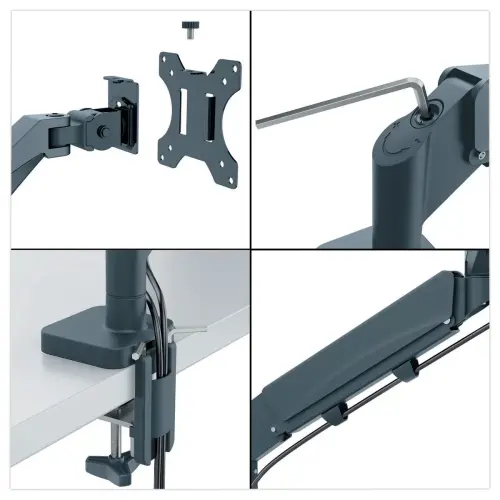 Bras simple pour écran - Faible encombrement - Gris foncé - LEITZ ERGO