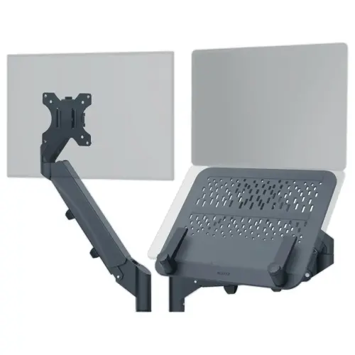 Bras double pour écran et ordinateur portable - Faible encombrement - Gris foncé - LEITZ ERGO