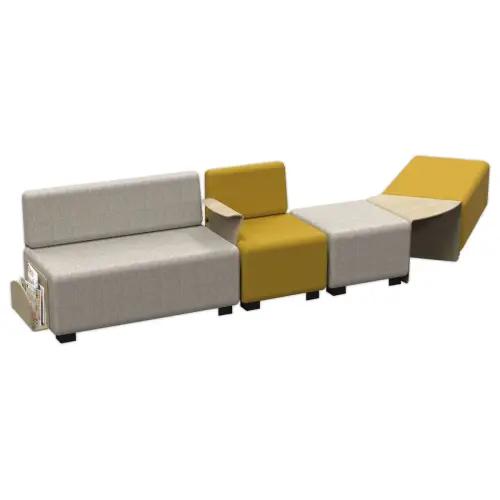 Pouf angulaire Hizia 1 place gris monté