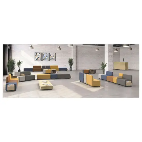 Pouf angulaire Hizia 1 place gris monté