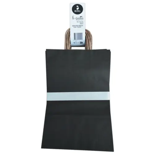 25 Sac kraft poignées torsadées L 22 x P10 x H 33 cm - Noir