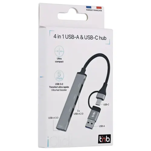 Hub USB-A et USB-C vers 4 ports USB-A – T’nB